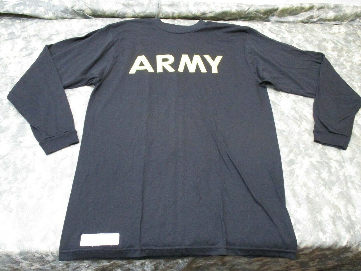 US Army APFU Black Long Sleeve PT Shirt Small XS Physical Training Tee