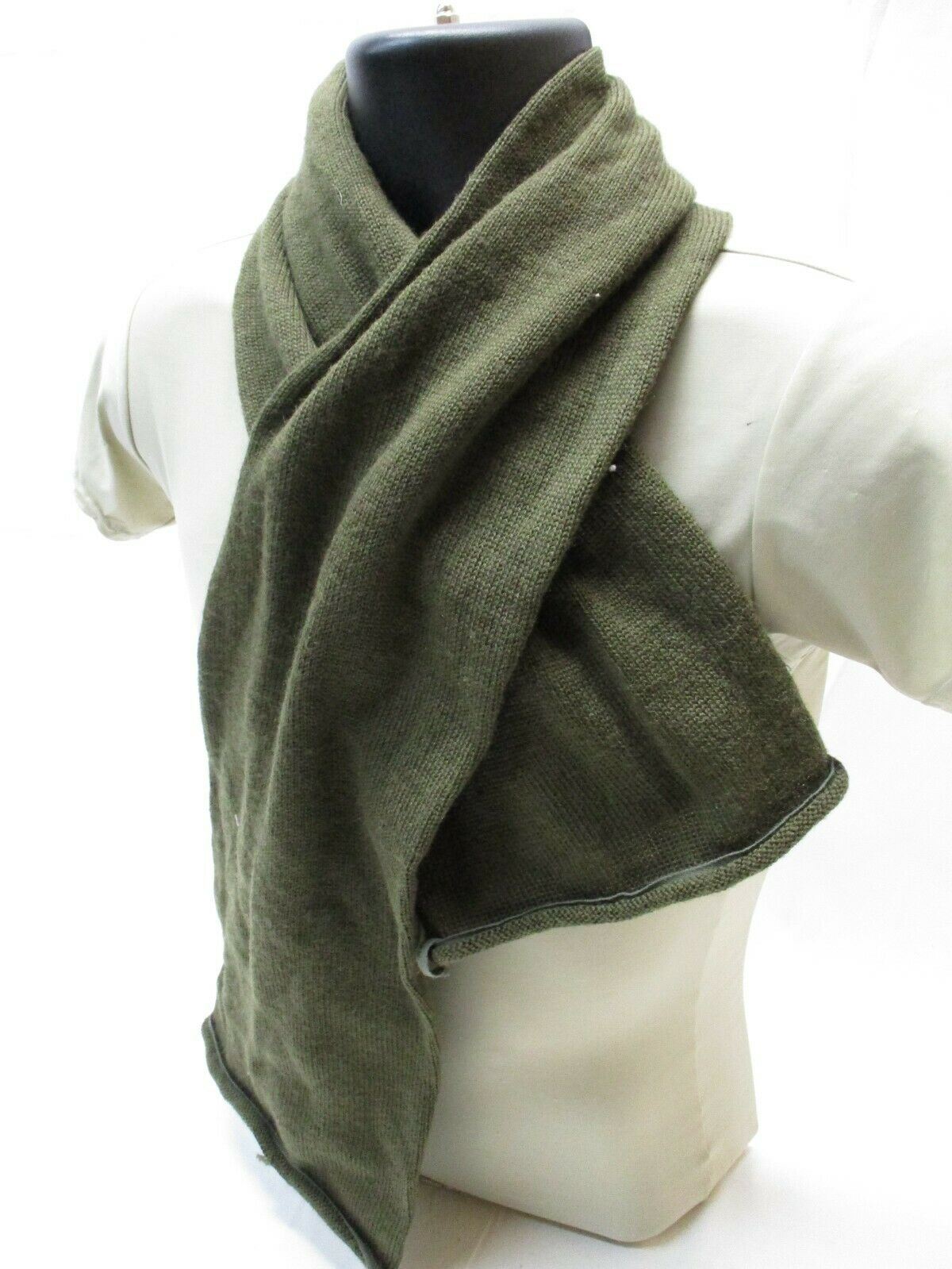 USGI military OD green wool scarf or neck warmer with tube design, made by Centex Military Gear, suitable for outdoor warmth.