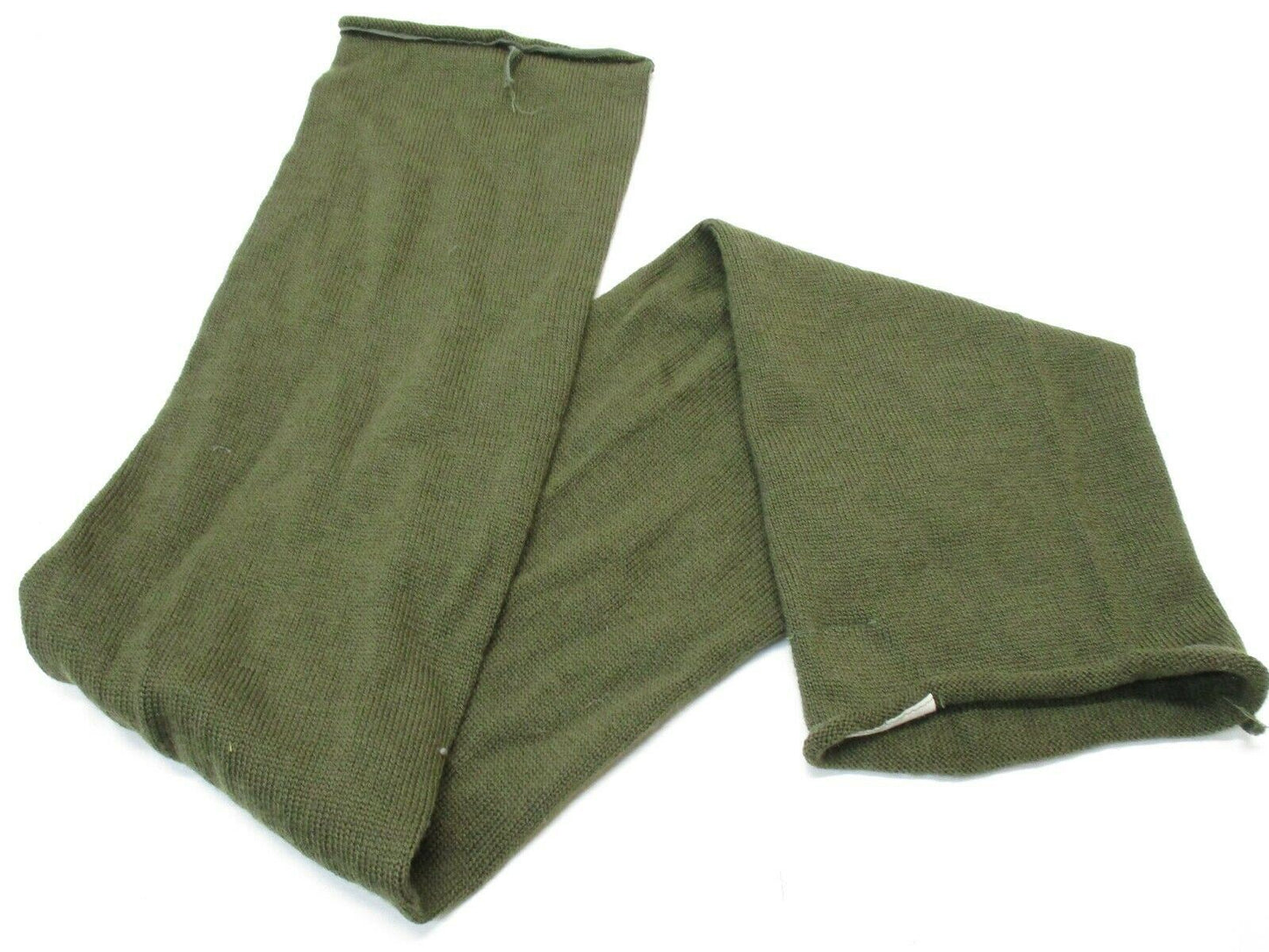 USGI military OD green wool scarf or neck warmer with tube design, made by Centex Military Gear, ideal for cold weather.