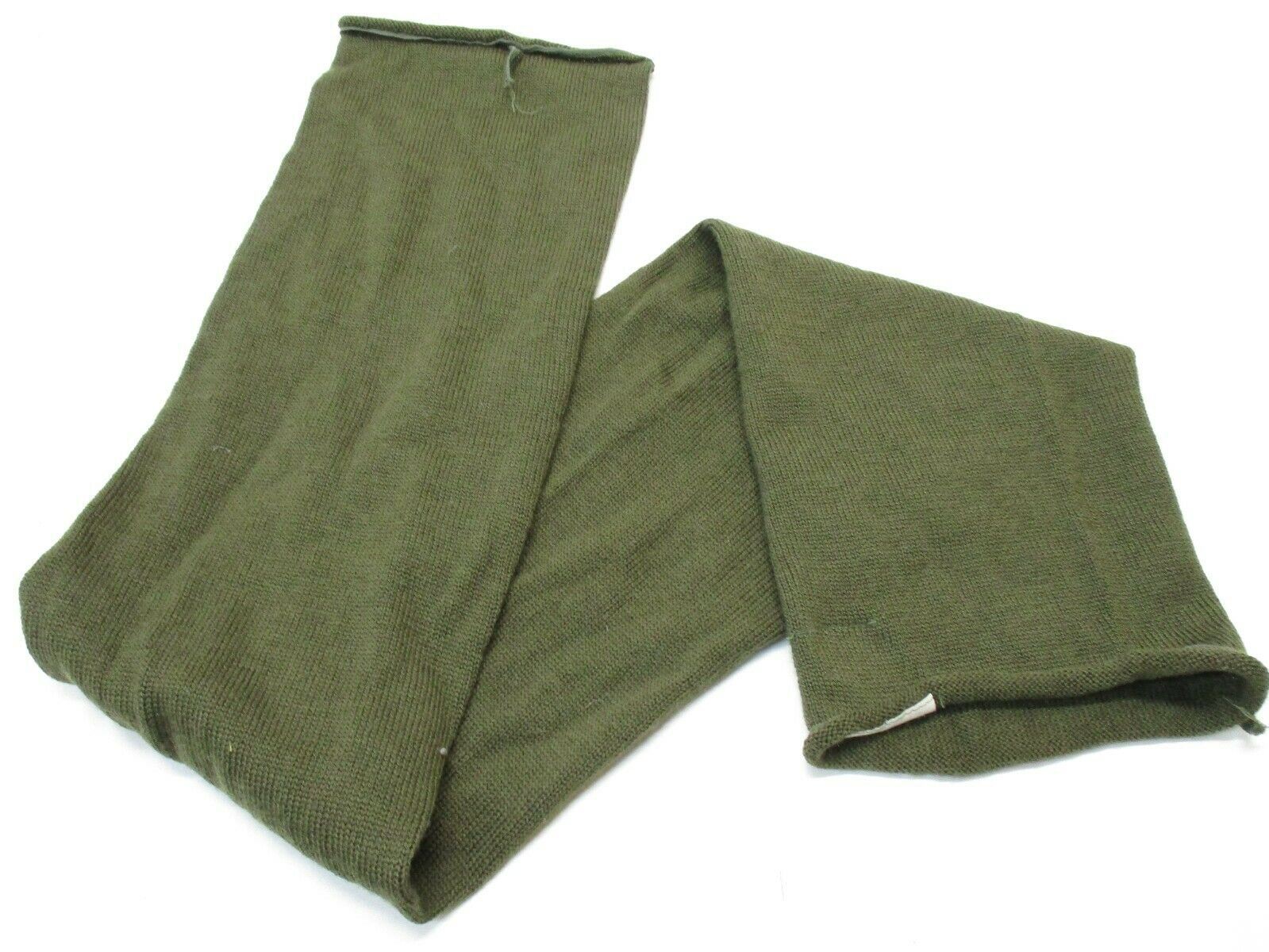 USGI military OD green wool scarf or neck warmer with tube design, made by Centex Military Gear, ideal for cold weather.