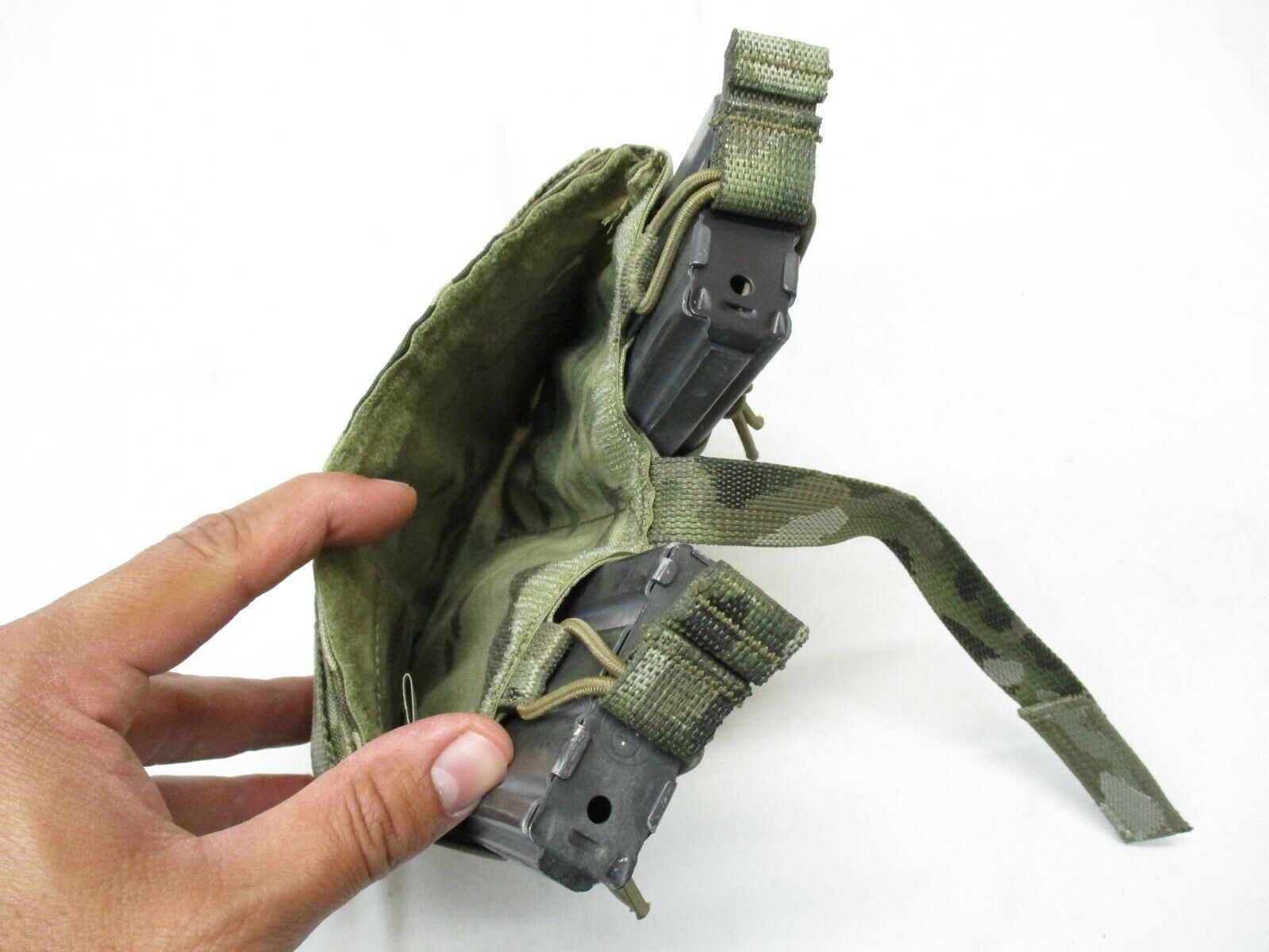 Double mag pouch from Eagle Industries on a Centex Military Gear Aero Money Belt in Multicam OCP with bungee top for 5.56 ammo.