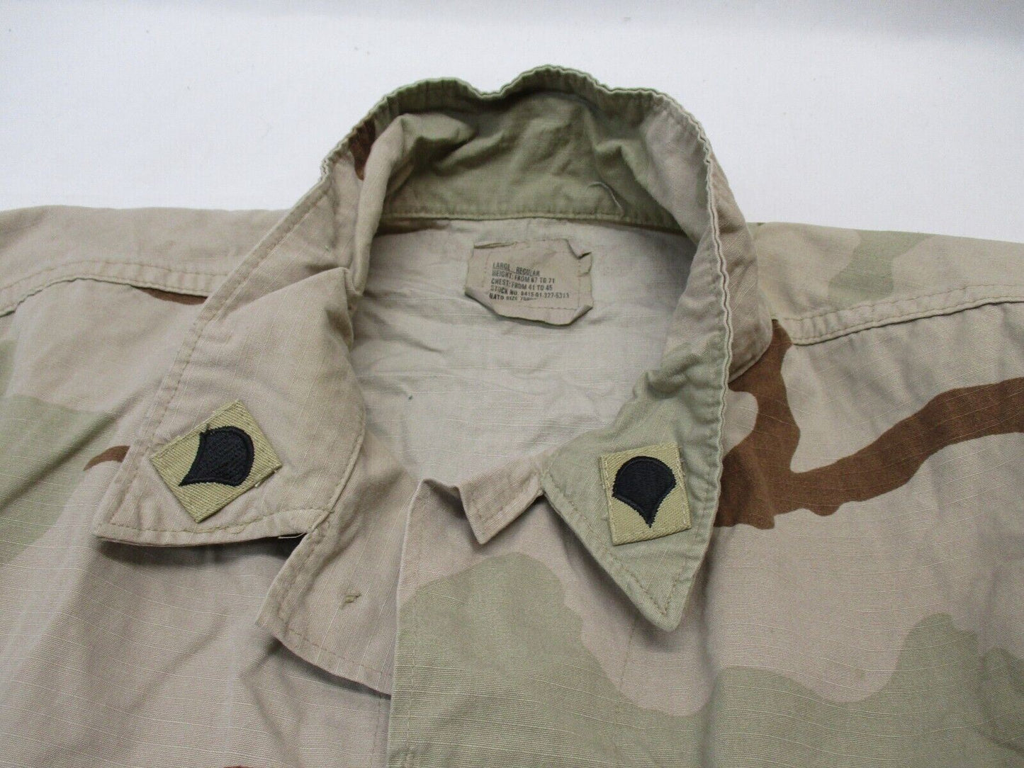 USGI military desert combat uniform top by Centex Military Gear, 3-color camouflage desert combat shirt with button closure