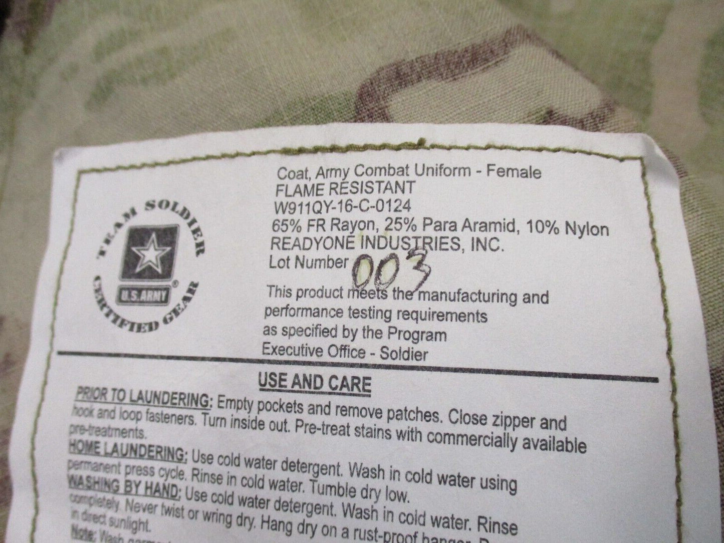 USGI ARMY AIR FORCE FEMALE COMBAT UNIFORM TOP 36-LONG FLAME RESISTANT OCP ACUs