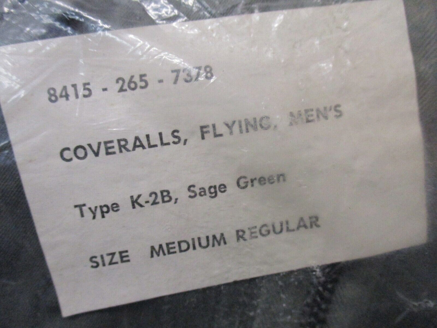 NEW IN BAG VIETNAM USGI MILITARY FLYER'S COVERALLS MEDIUM/REGULAR SAGE GREEN K2B