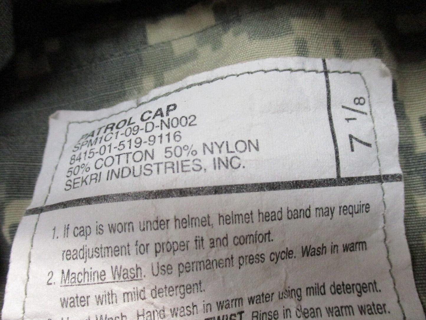 USGI ARMY PATROL CAP DIGITAL ACU UCP COMBAT UNIFORM HAT PC HEADGEAR (USED)