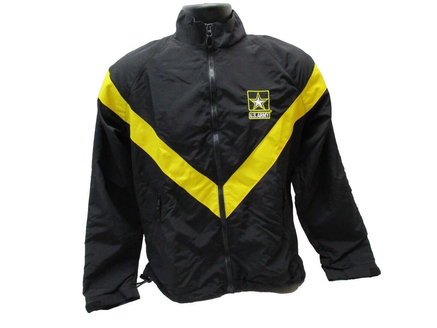 US ARMY FEMALE PT JACKET WOMAN'S WORKOUT WIND BREAKER TOP BLACK/GOLD UNIFORM