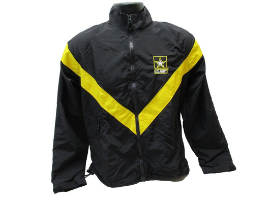 US ARMY FEMALE PT JACKET WOMAN'S WORKOUT WIND BREAKER TOP BLACK/GOLD UNIFORM