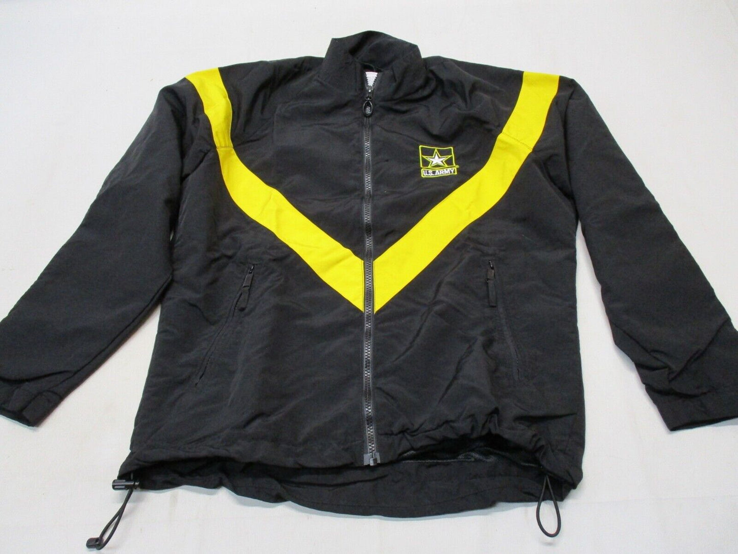 US ARMY FEMALE PT JACKET WOMAN'S WORKOUT WIND BREAKER TOP BLACK/GOLD UNIFORM