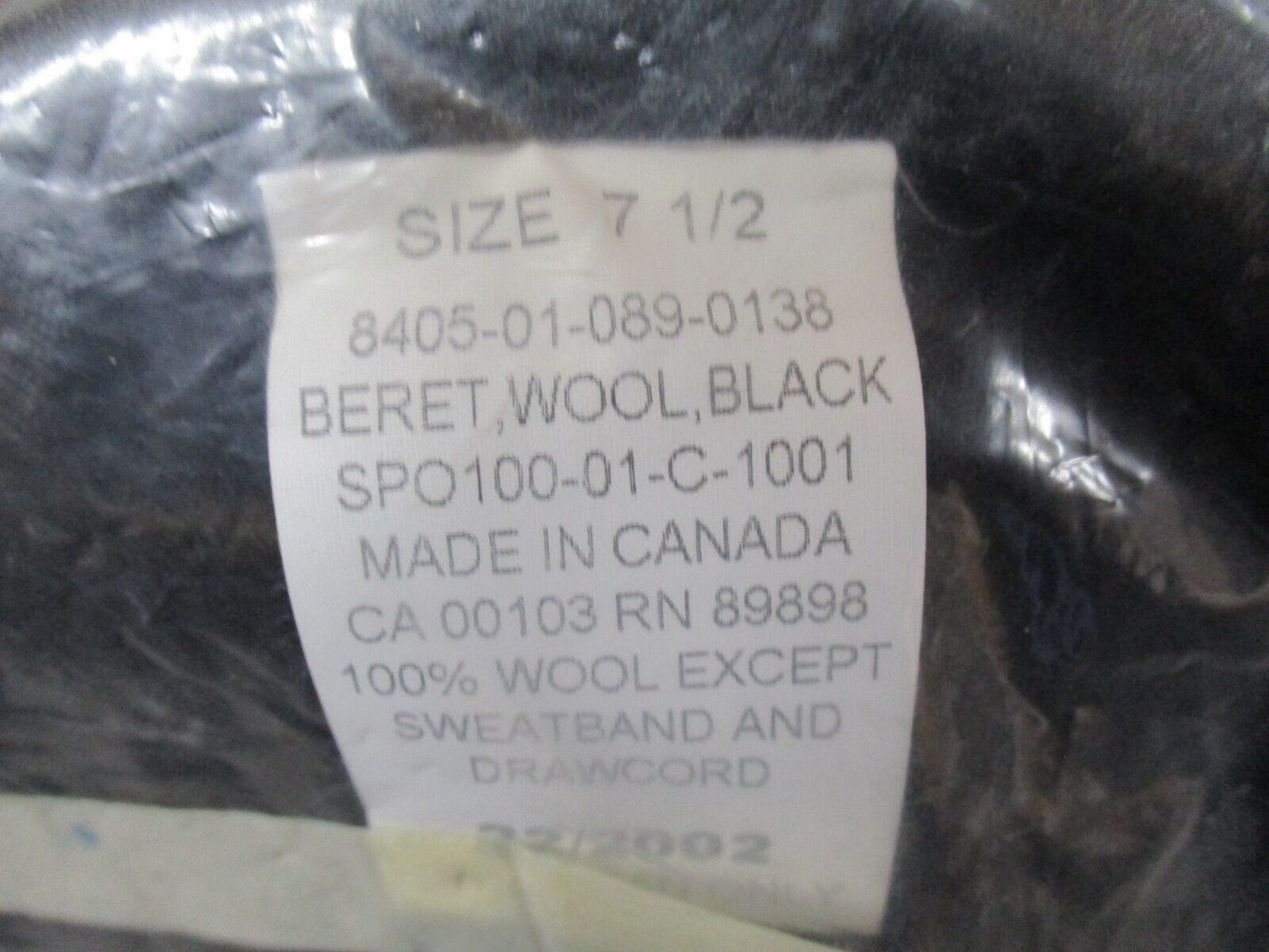 NOS USGI ARMY 100% WOOL BLACK BERET COMMANDO HEADGEAR MILITARY HAT w. FLASH