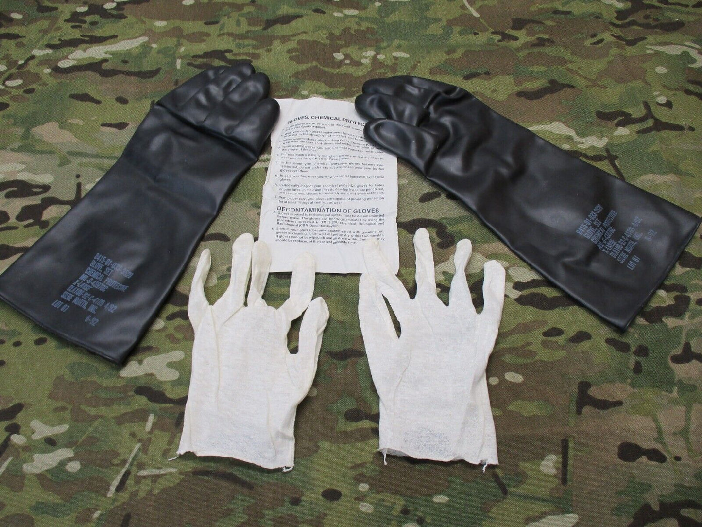 NOS MILITARY SURPLUS RUBBER CHEMICAL GLOVES ARMY MOPP SUIT JSLIST GLOVE NBC - Centex Military Gear