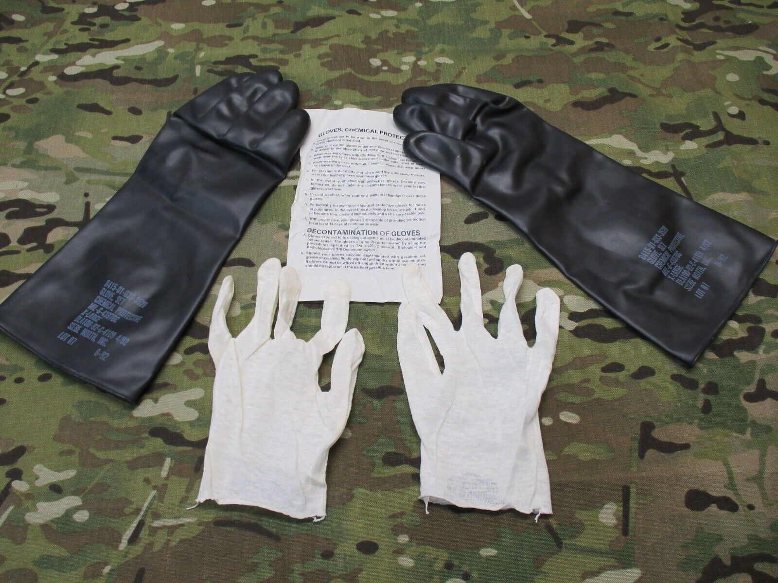NOS MILITARY SURPLUS RUBBER CHEMICAL GLOVES ARMY MOPP SUIT JSLIST GLOVE NBC - Centex Military Gear