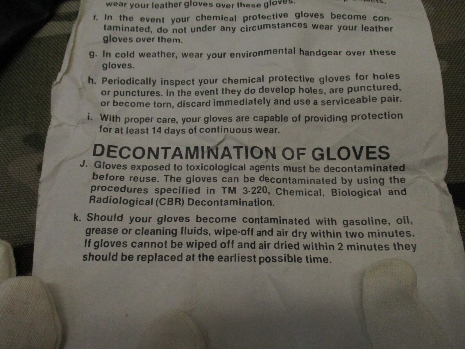 NOS MILITARY SURPLUS RUBBER CHEMICAL GLOVES ARMY MOPP SUIT JSLIST GLOVE NBC - Centex Military Gear