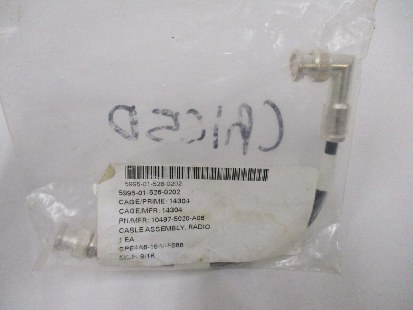 Harris 10497-5020-A08 Cable Assembly RF 5995-01-526-0202 / 104975020A08