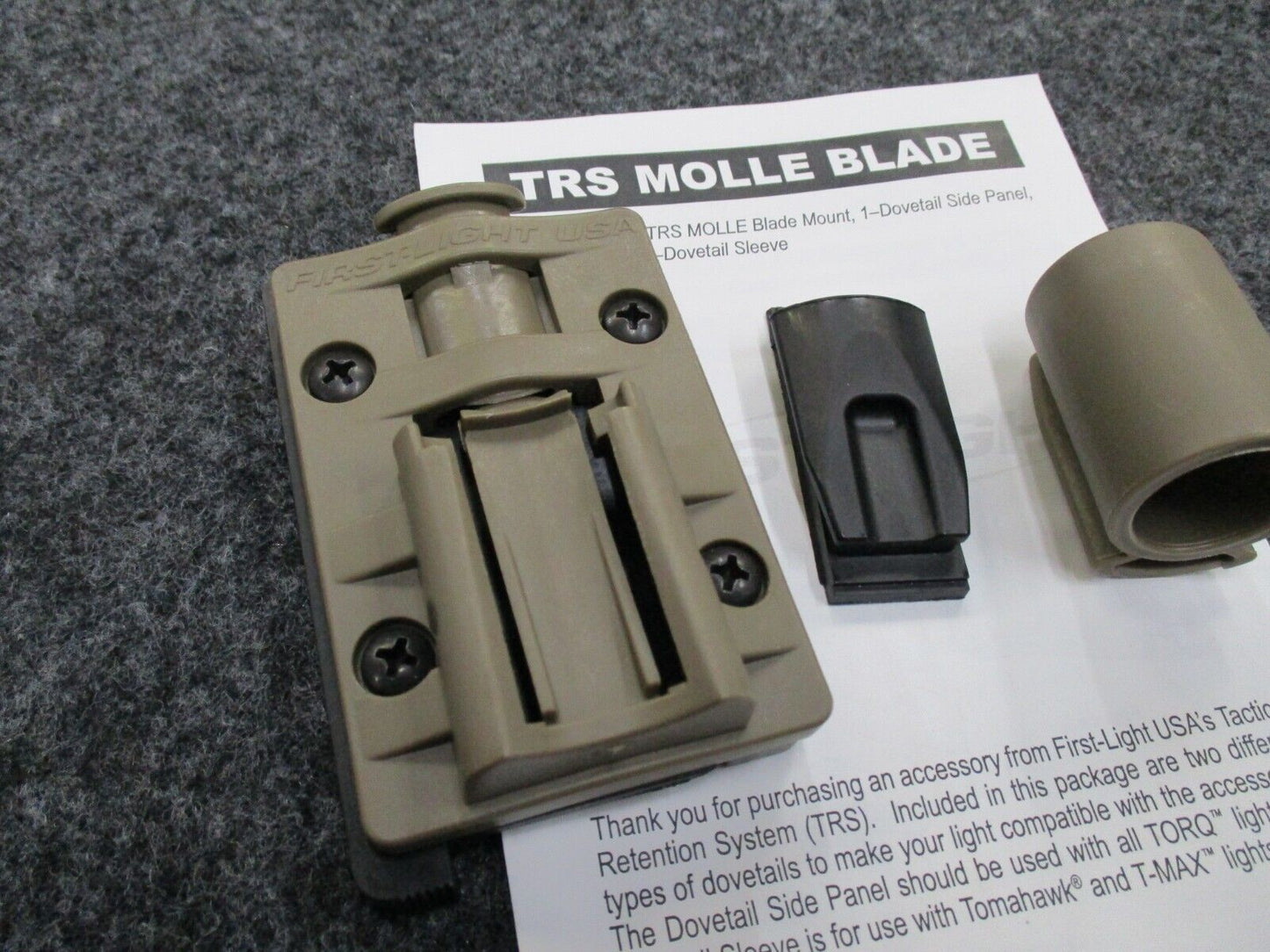 FIRST LIGHT TOMAHAWK T-MAX TORQ TRS MOLLE BLADE MOUNT ADAPTER COYOTE TAN