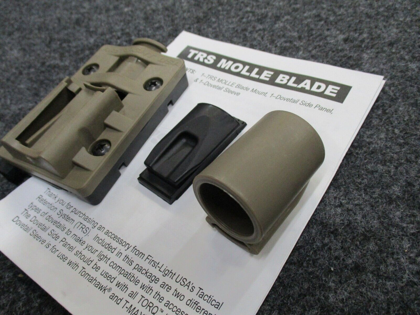 FIRST LIGHT TOMAHAWK T-MAX TORQ TRS MOLLE BLADE MOUNT ADAPTER COYOTE TAN