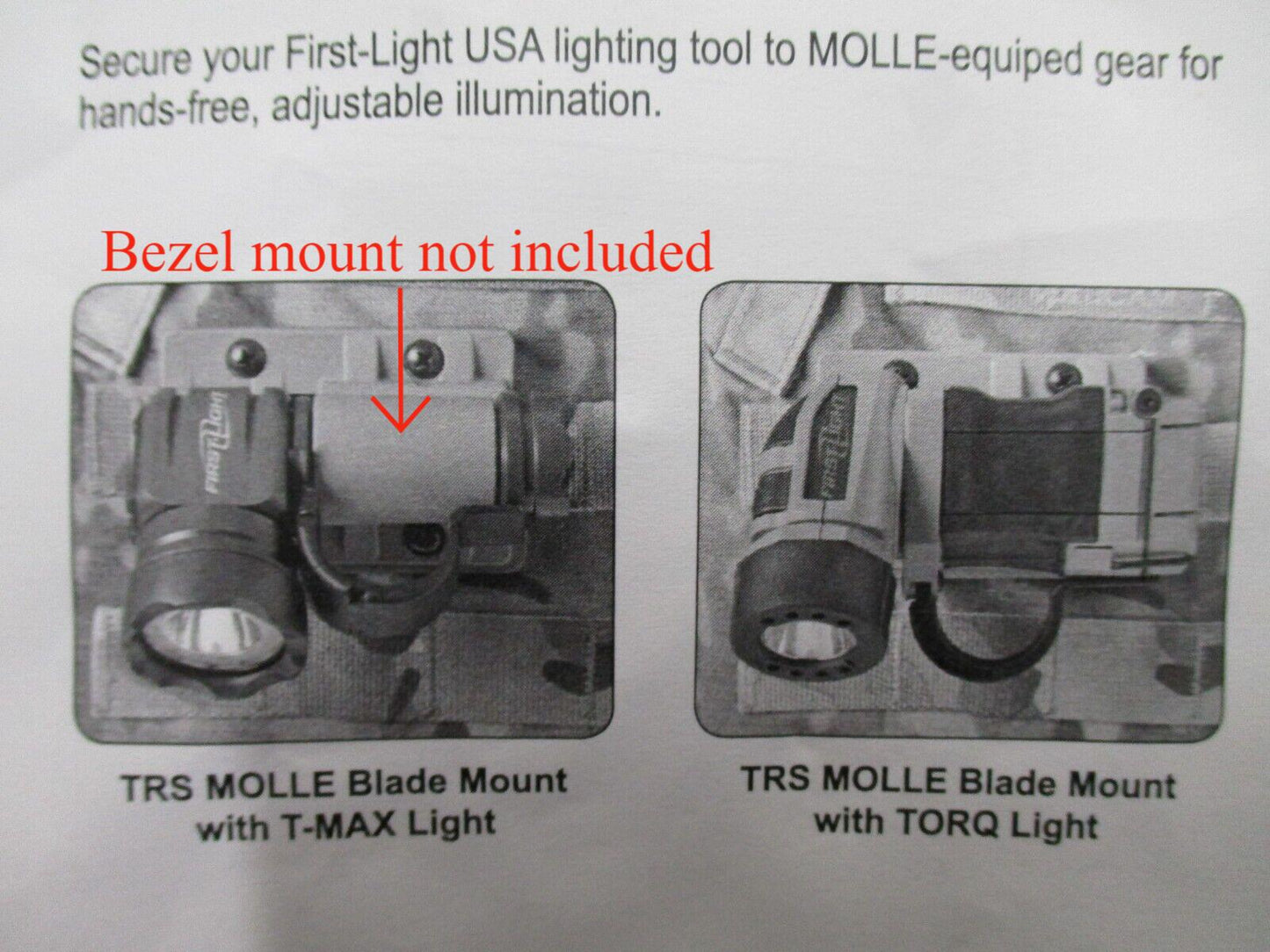USED FIRST LIGHT TOMAHAWK T-MAX TORQ TRS MOLLE BLADE MOUNT ADAPTER COYOTE TAN