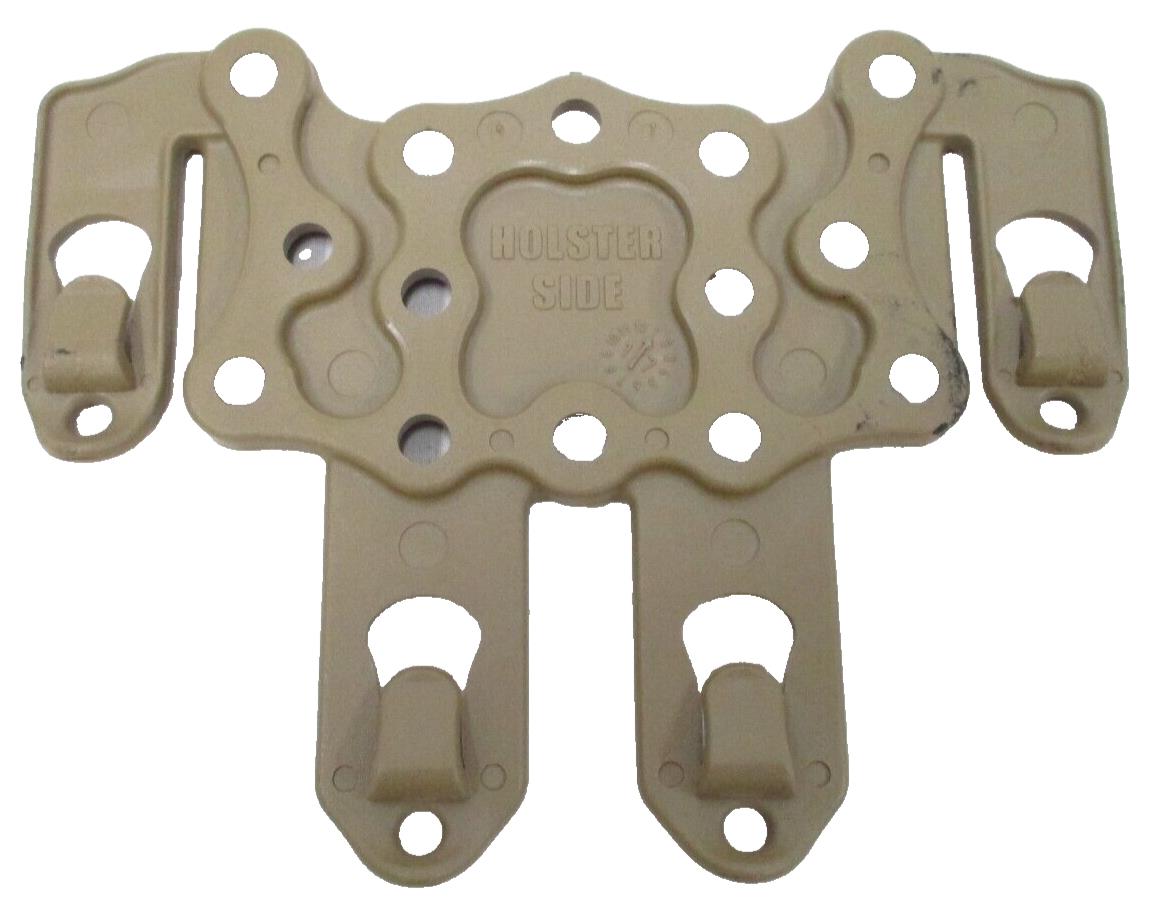 Centex Military Gear Blackhawk MOLLE adapter platform for Army and USMC Serpa CQC holsters in coyote tan, used with tactical gear
