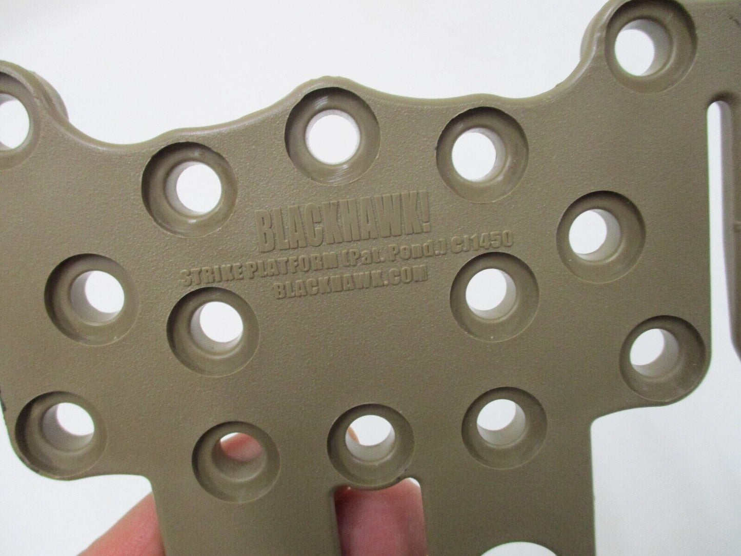 Blackhawk MOLLE adapter platform for holsters, coyote tan, compatible with USMC and Army surplus Serpa CQC tactical gear.
