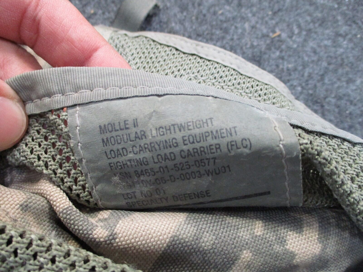 US ARMY MOLLE VEST FLC FIGHTING LOAD CARRIER BEARING EQUIPMENT DIGITAL TACTICAL