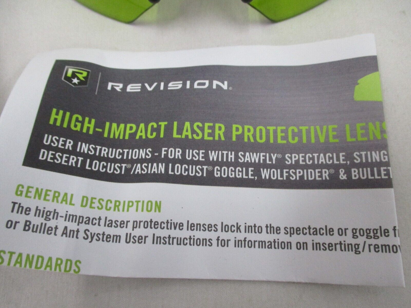 REVISION STINGERHAWK REPLACEMENT LENS BALLISTIC LASER PROTECTIVE E2-5 LARGE