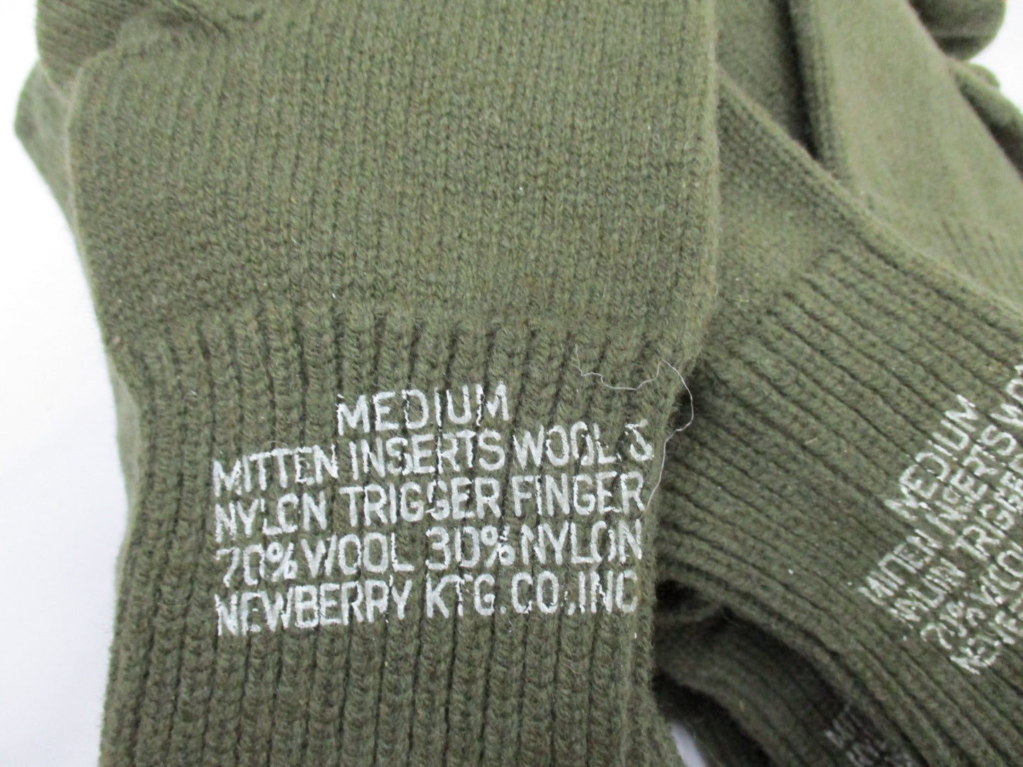 USGI TRIGGER FINGER MITTENS INSERTS OLIVE GREEN GLOVES 70%WOOL 30%NYLON MITTS - Centex Military Gear