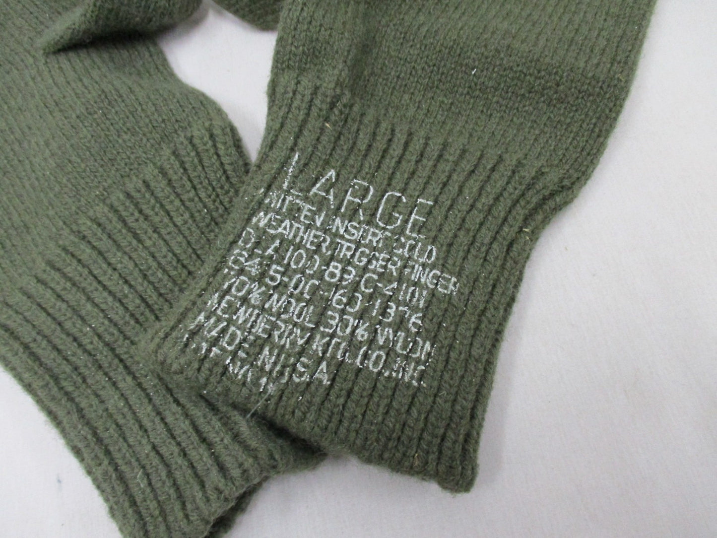 USGI TRIGGER FINGER MITTENS INSERTS OLIVE GREEN GLOVES 70%WOOL 30%NYLON MITTS - Centex Military Gear