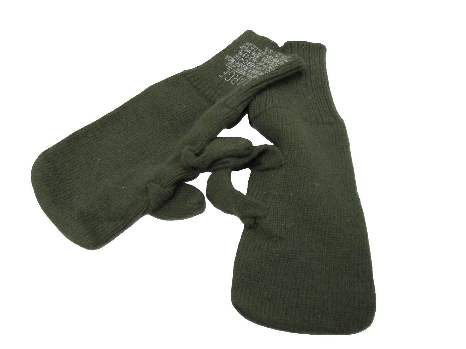 USGI TRIGGER FINGER MITTENS INSERTS OLIVE GREEN GLOVES 70%WOOL 30%NYLON MITTS - Centex Military Gear