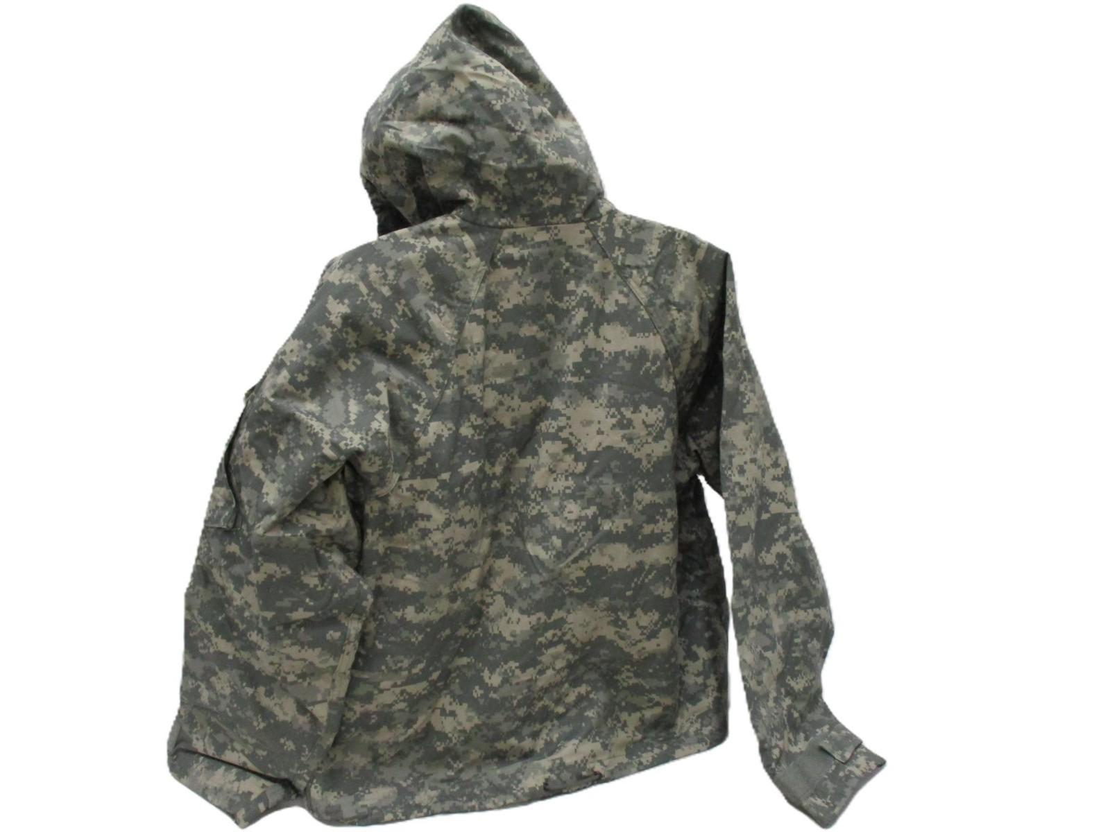 Centex Military Gear NIP ACU Digital Camo Army Jacket and MOPP Suit overgarment, showing the tactical chemical overcoat design.