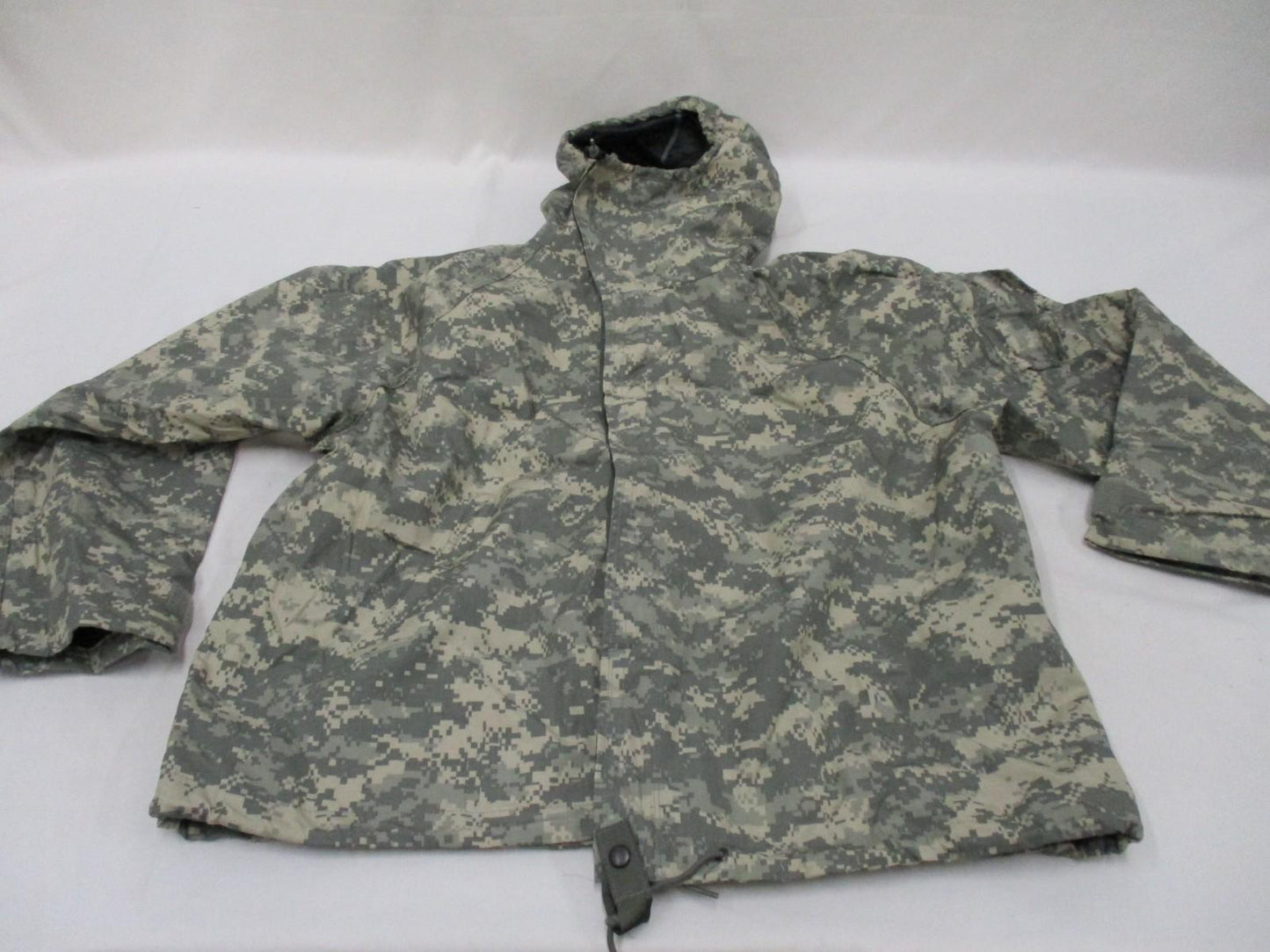 Centex Military Gear NIP ACU Digital Camo Army Jacket, Mopp Suit, and Chemical Overgarment in detailed fabric view