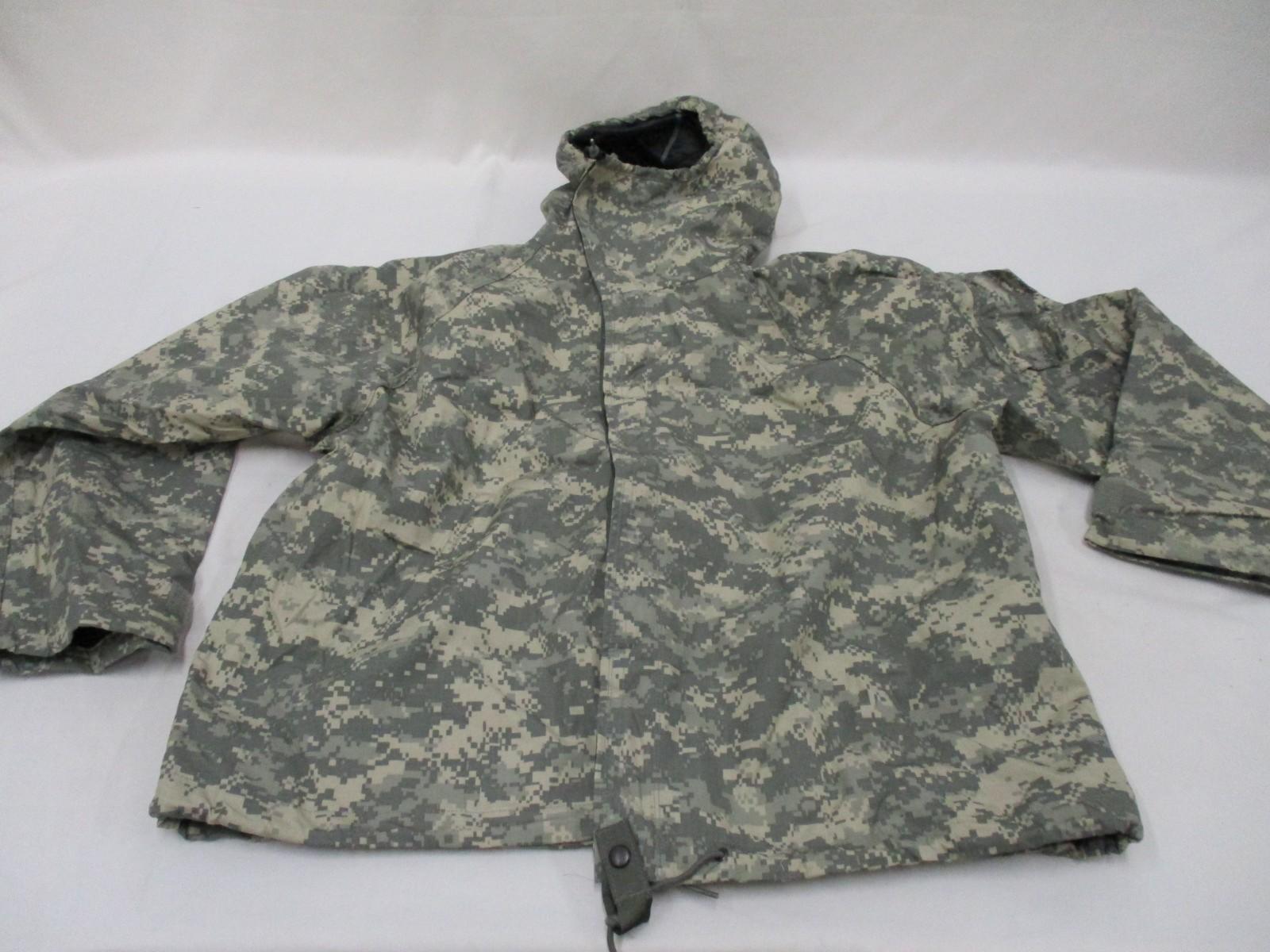 Centex Military Gear NIP ACU Digital Camo Army Jacket, Mopp Suit, and Chemical Overgarment in detailed fabric view