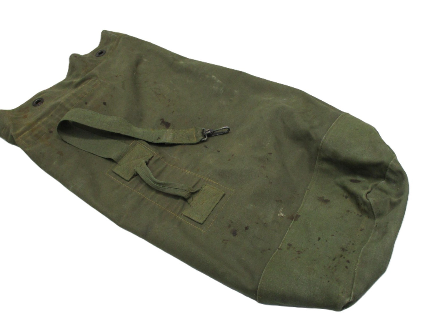 VINTAGE USGI COTTON/CANVAS OD GREEN DUFFLE BAG SEA BAG DUCK NO.4 SINGLE STRAP