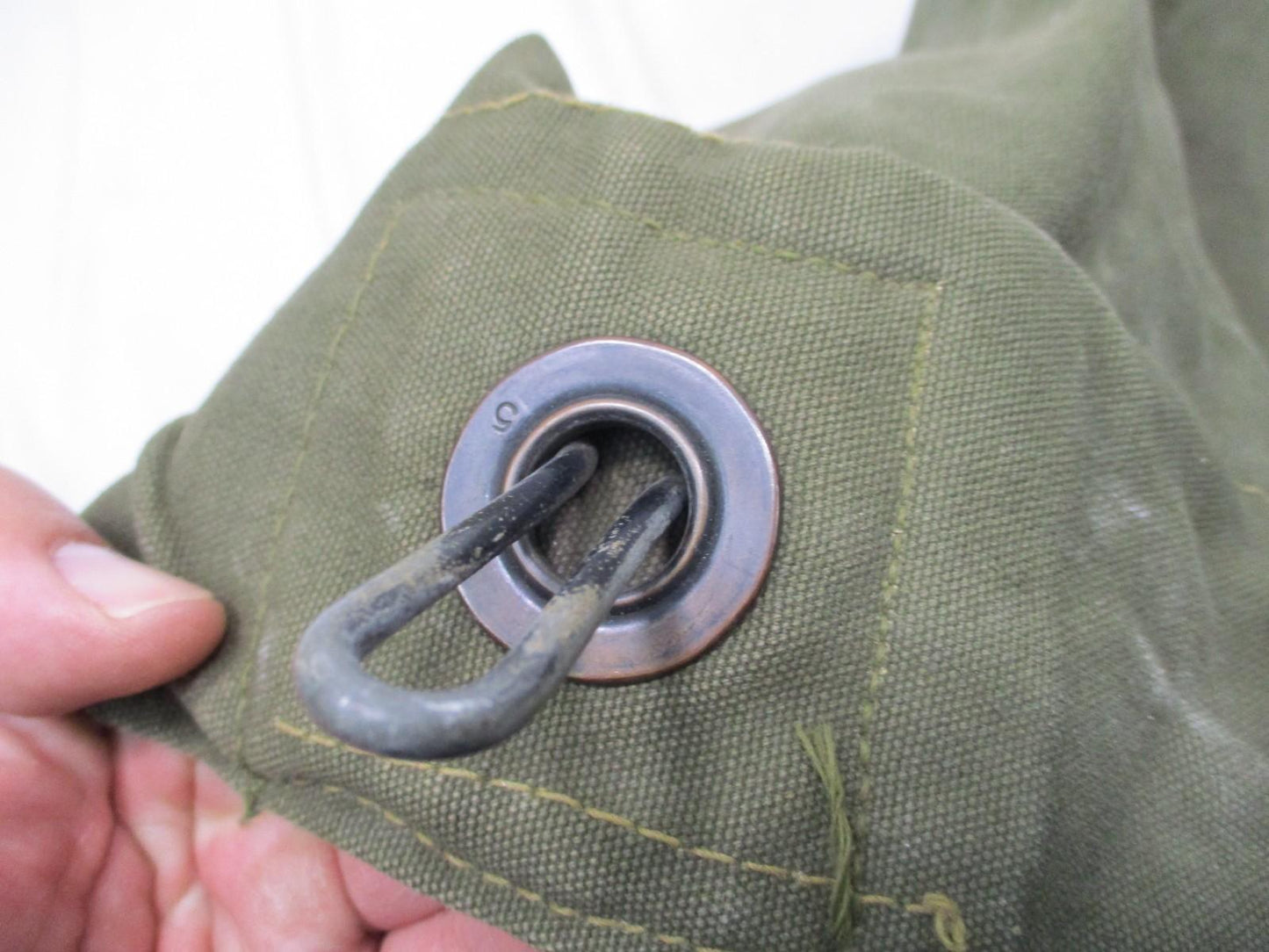 VINTAGE USGI COTTON/CANVAS OD GREEN DUFFLE BAG SEA BAG DUCK NO.4 SINGLE STRAP