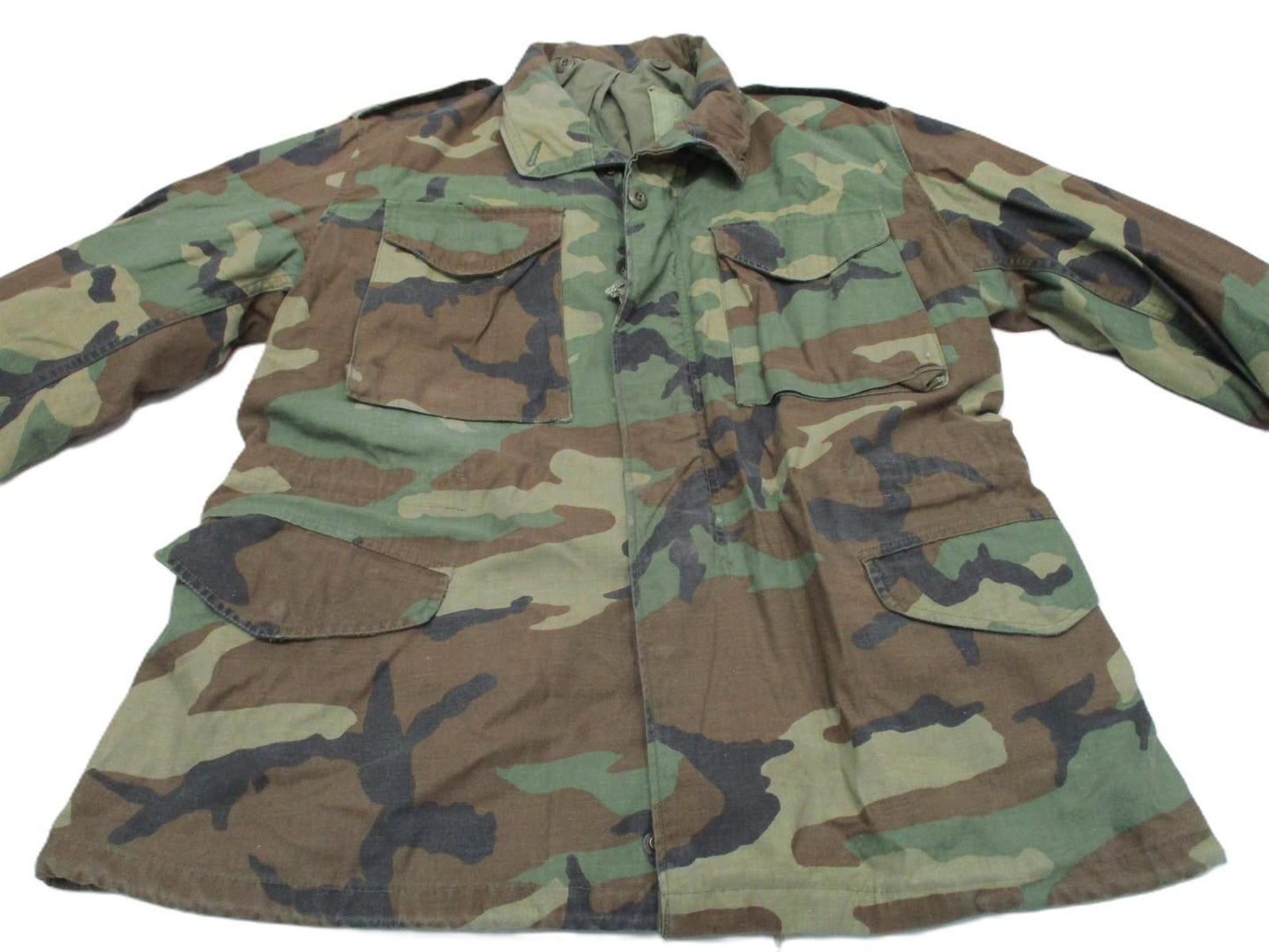 USGI MILITARY M65 FIELD JACKET WOODLAND BDU M81 CAMO COLD WEATHER COAT M-65 USED