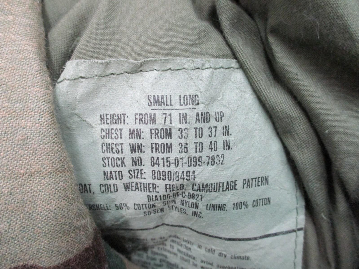 USGI MILITARY M65 FIELD JACKET WOODLAND BDU M81 CAMO COLD WEATHER COAT M-65 USED