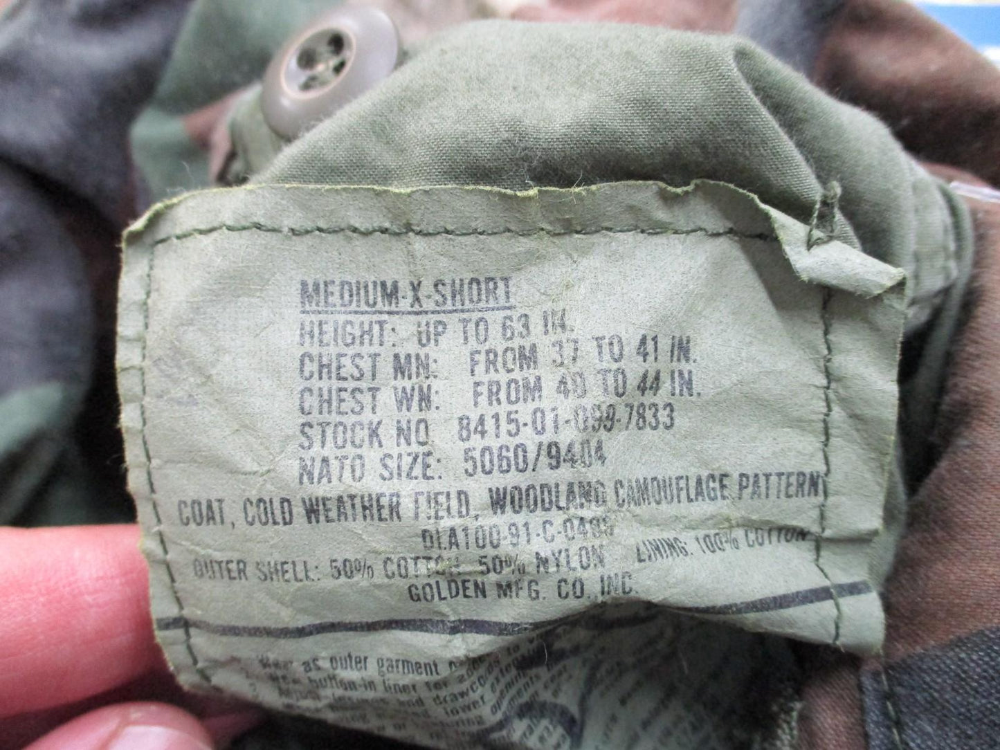 USGI MILITARY M65 FIELD JACKET WOODLAND BDU M81 CAMO COLD WEATHER COAT M-65 USED