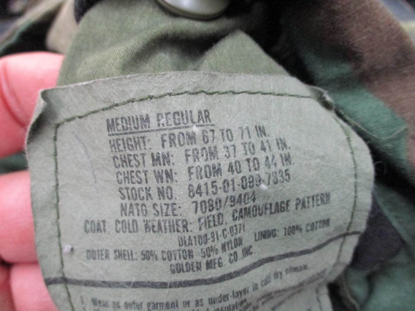 USGI MILITARY M65 FIELD JACKET WOODLAND BDU M81 CAMO COLD WEATHER COAT M-65 USED