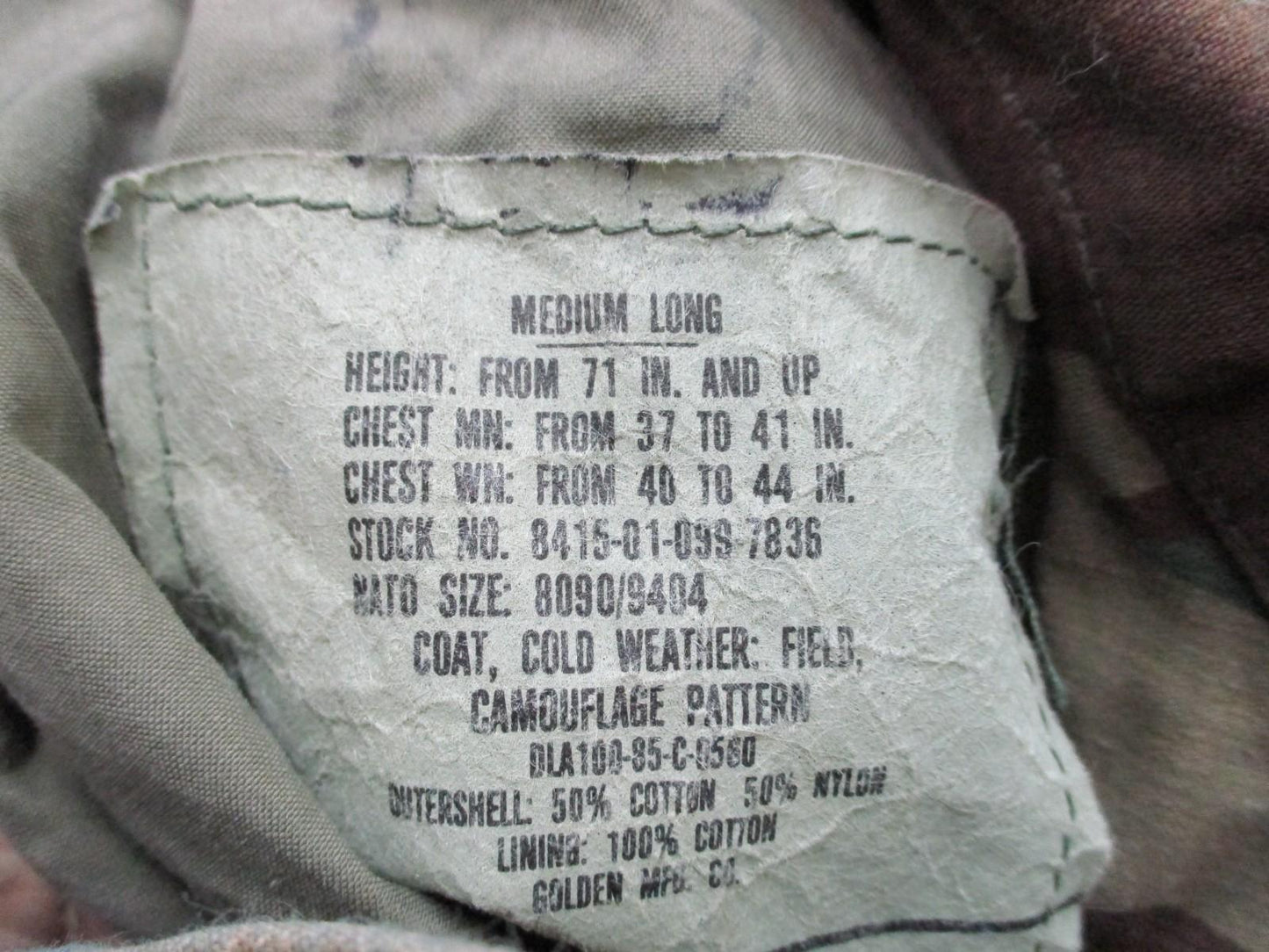 USGI MILITARY M65 FIELD JACKET WOODLAND BDU M81 CAMO COLD WEATHER COAT M-65 USED