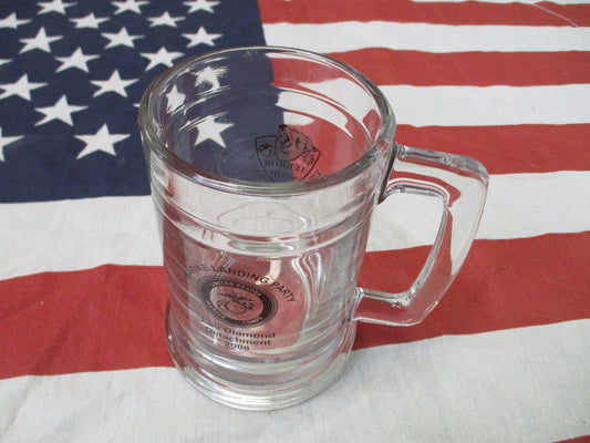 UNITED STATES MARINES glass mug Landing Party USMC Lou Diamond beer stein 2008