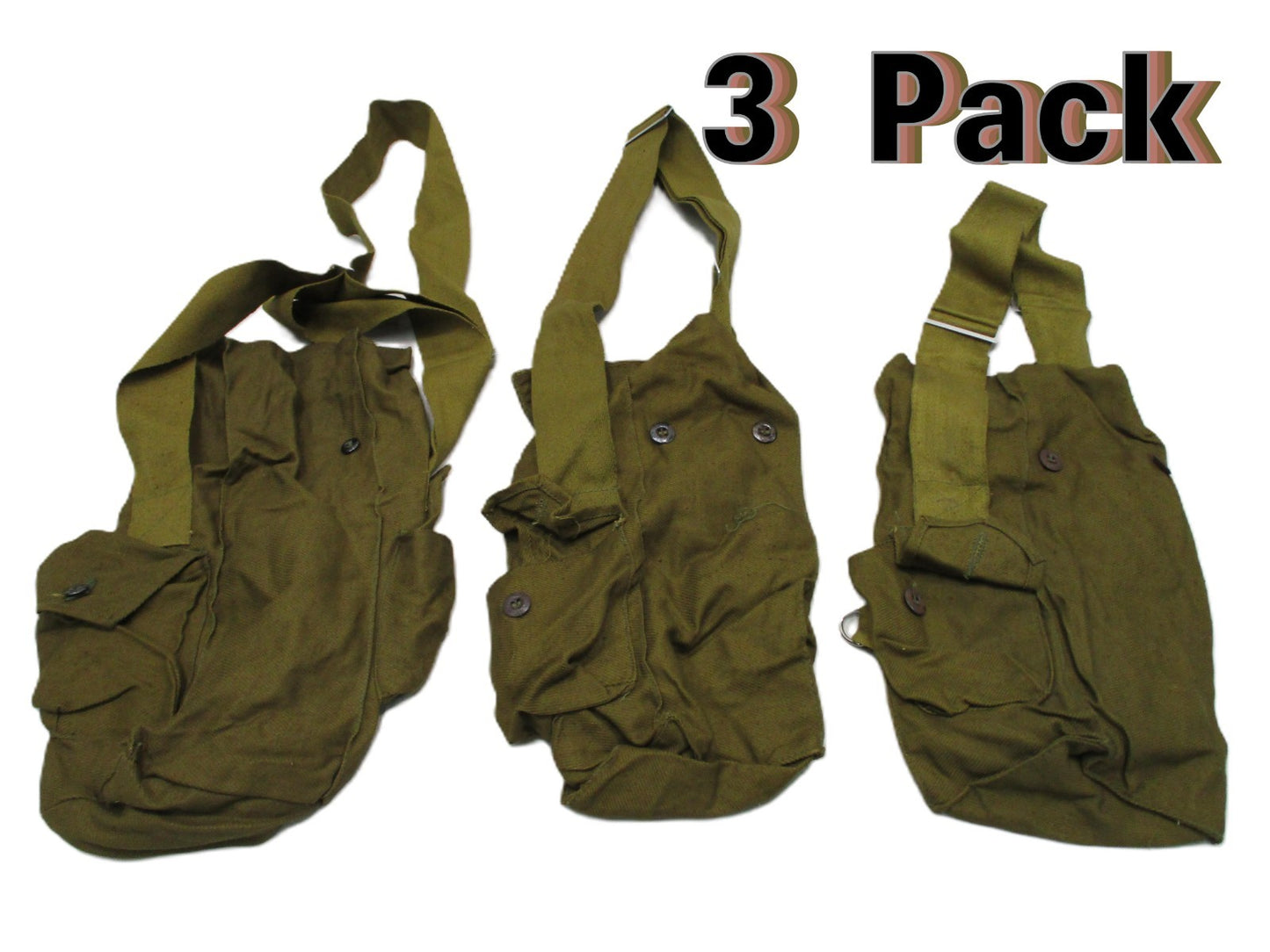 (3) PACK RUSSIAN GAS MASK CARRY BAG HAVERSACK SHOULDER STRAP SMALL SACK 10x4x3