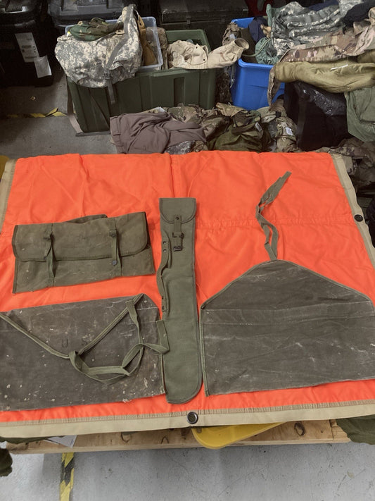 Army Issue Canvas Tool Bags Tool Roll Machete Sheath Surplus Military Vintage
