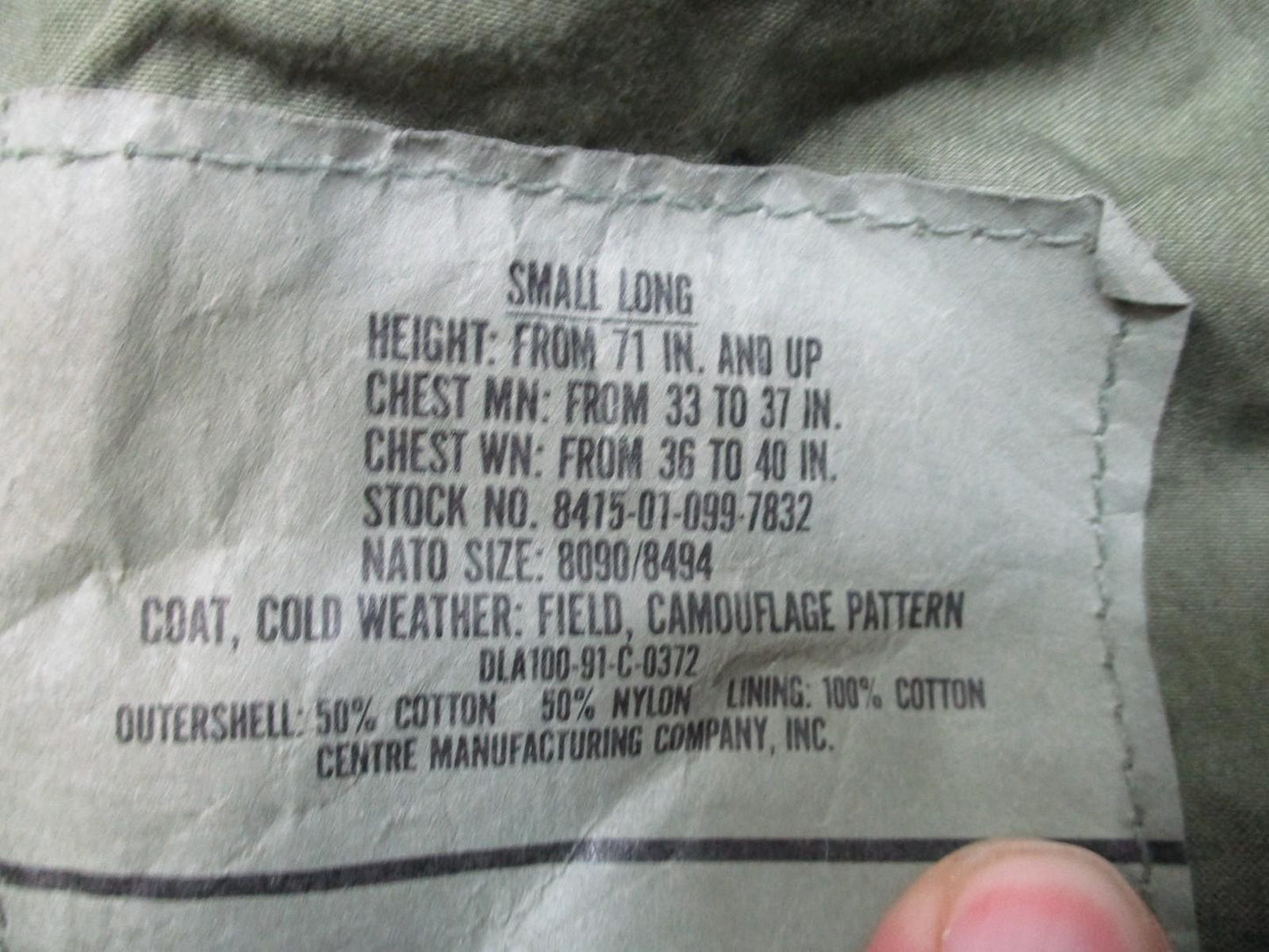 U.S. Military Woodland Cold Weather Field Jacket Small Long Texas A&M ROTC Patch