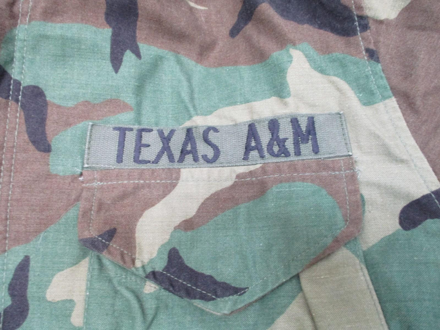 U.S. Military Woodland Cold Weather Field Jacket Small Long Texas A&M ROTC Patch