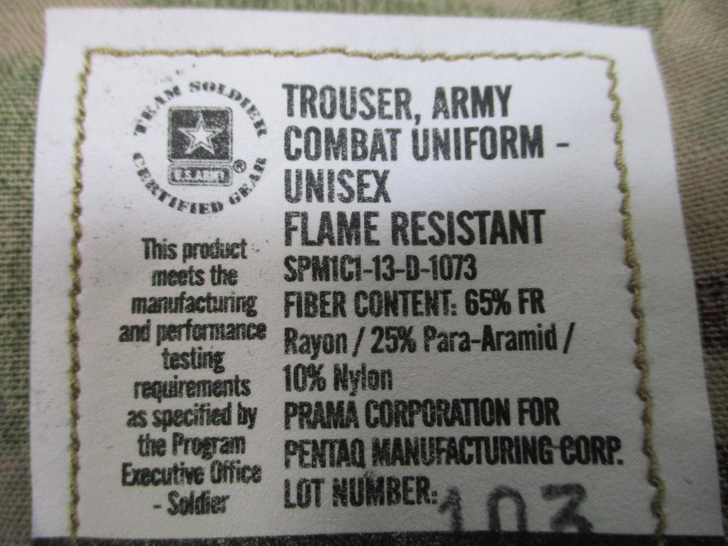 NEW TEAM SOLDIER ARMY COMBAT UNIFORM PANTS FLAME RESISTANT MEDIUM-LONG