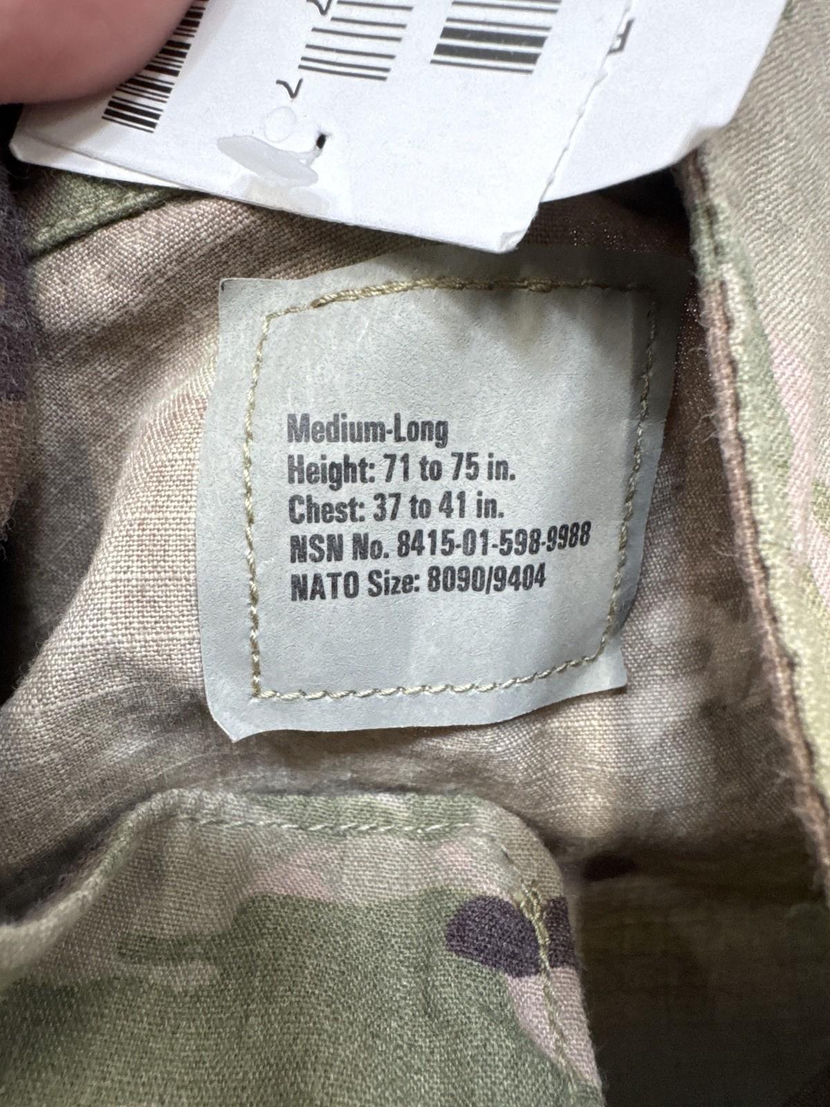 New U.S. Army Combat Uniform ACU Jacket Flame Resistant Medium-Long MultiCam