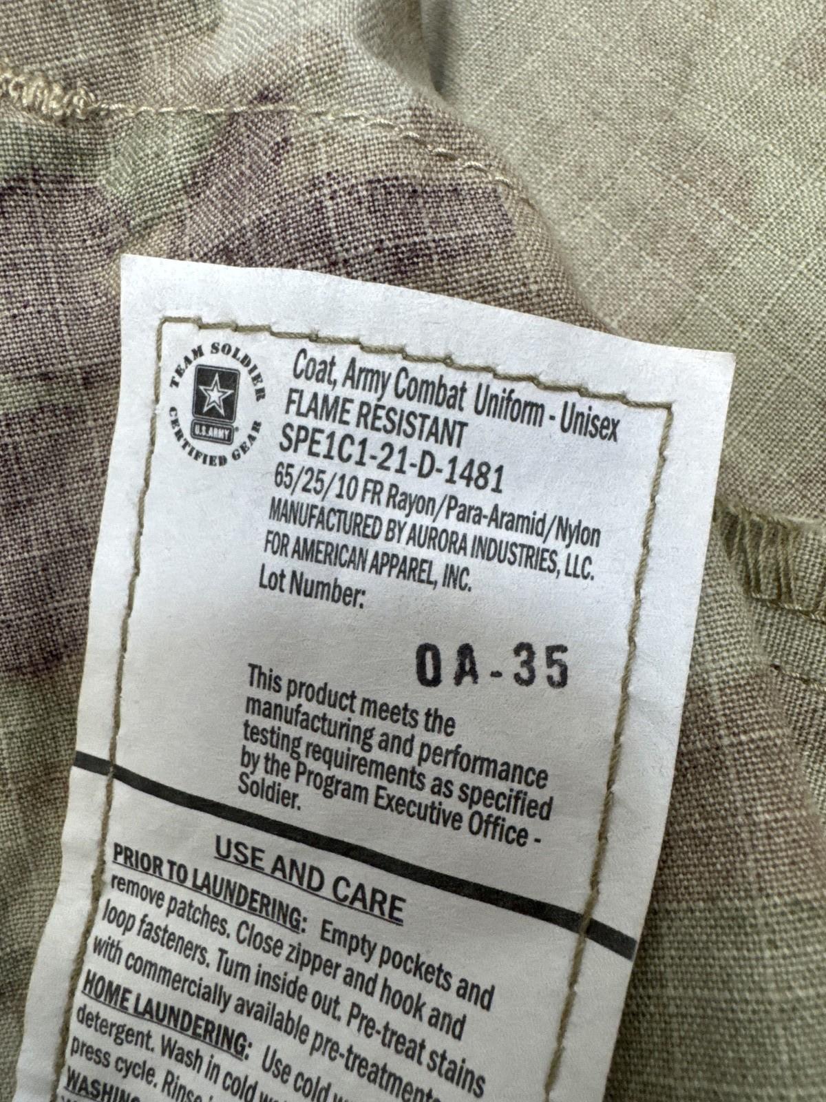 New U.S. Army Combat Uniform ACU Jacket Flame Resistant Medium-Long MultiCam