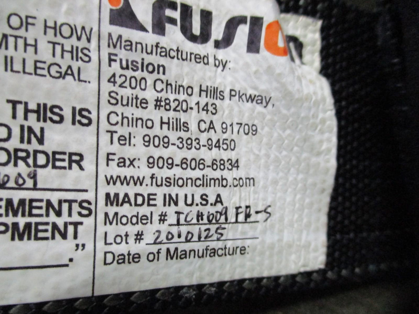 Fusion TCH-609FRS Full Body Safety Harness NFPA 1983 USA Rescue Gear Tactical