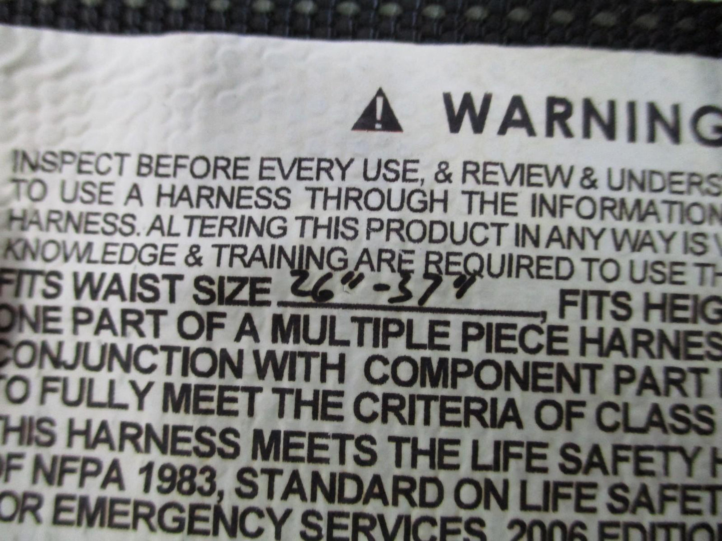 Fusion NFPA Class III Safety Harness Full Body USA Made 26–37" Waist Tactical