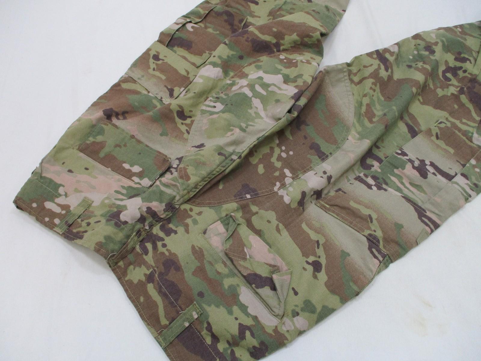 Unisex Army combat uniform OCP flame-resistant trousers in medium-short size with tactical design and multiple pockets.