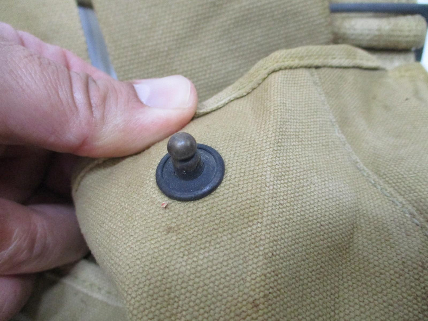 Vintage WWI era bandolier pouch by Centex Military Gear, canvas web gear with right-side BAR magazine pouch.