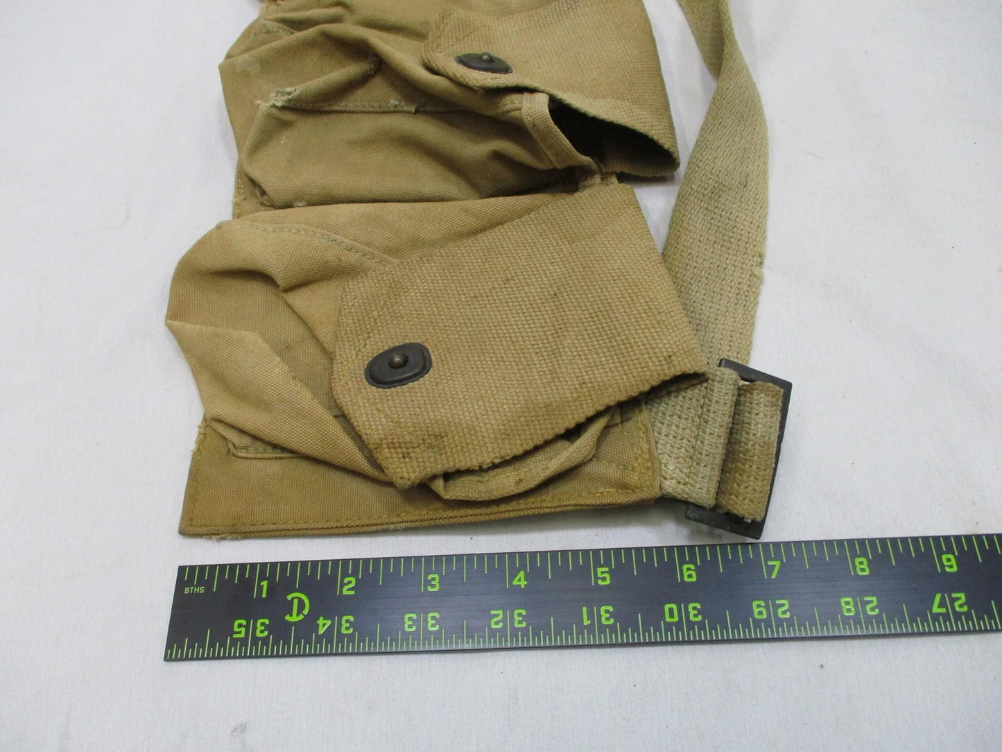 Vintage WWI era bandolier pouch by Centex Military Gear, made of canvas with military web gear and right BAR accessory.